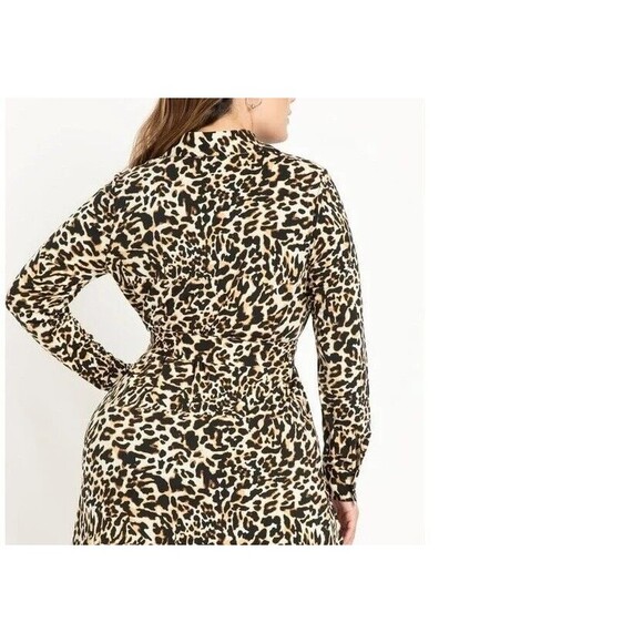 ELOQUII Elements Size 14 Belted Leopard Women's Midi Shirtdress NWT - Picture 2 of 4